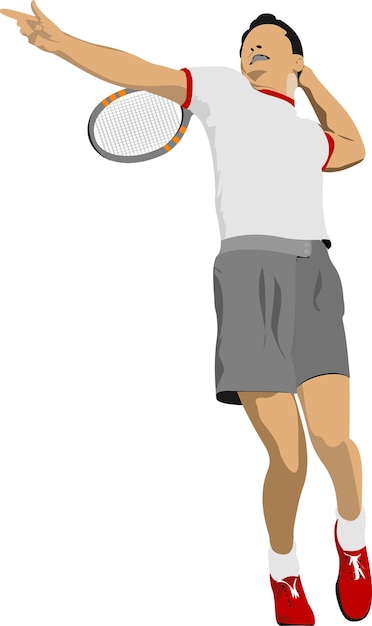 Vektor tennisspieler farbige vektorillustration für designer