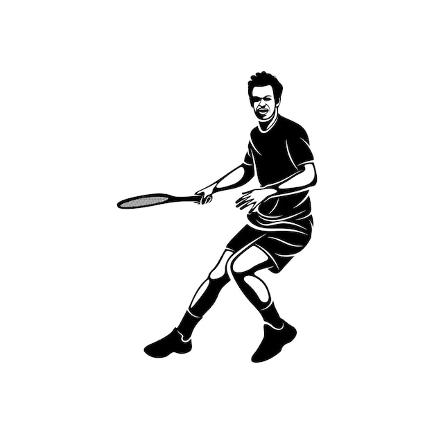 Tennisspieler stilisierte logo-vektorvorlage illustrationssymbol silhouettendesign