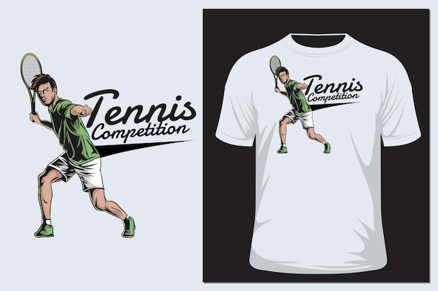 Tennisspieler-vektorillustration auf weißem t-shirt