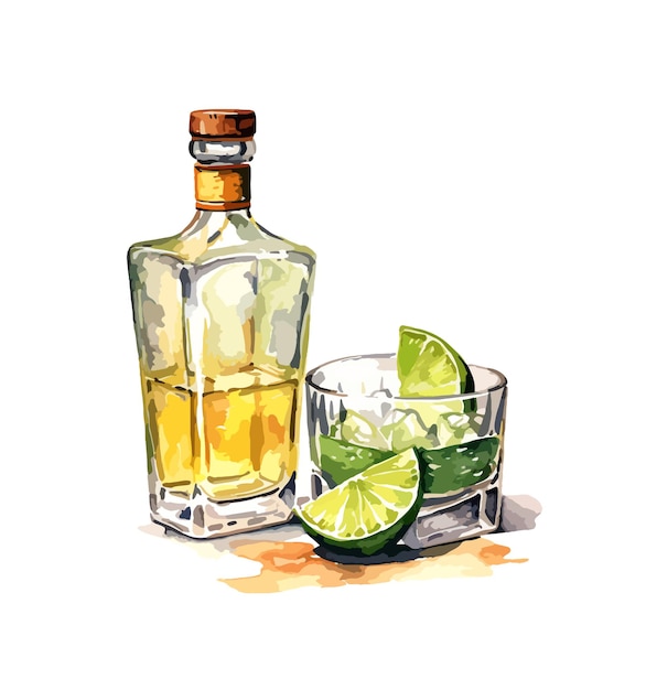 Vektor tequila-vektor-clipart-illustration mit isoliertem hintergrund