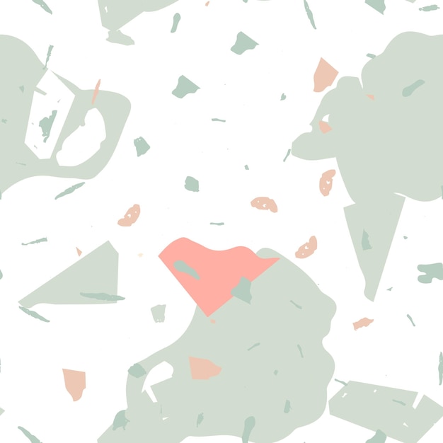 Terrazzo-nahtloses Muster. Erdige minimalistische Bodenfliese für die Inneneinrichtung. Terrazzo-nahtloses Muster in kühlen Farben. Hintergrund aus Natursteinen, Granit, Quarz, Marmor, Beton.