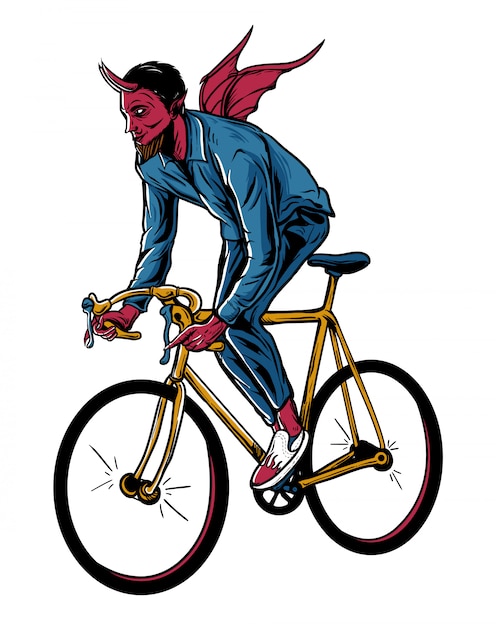 Teufel fahrradfahren illustration