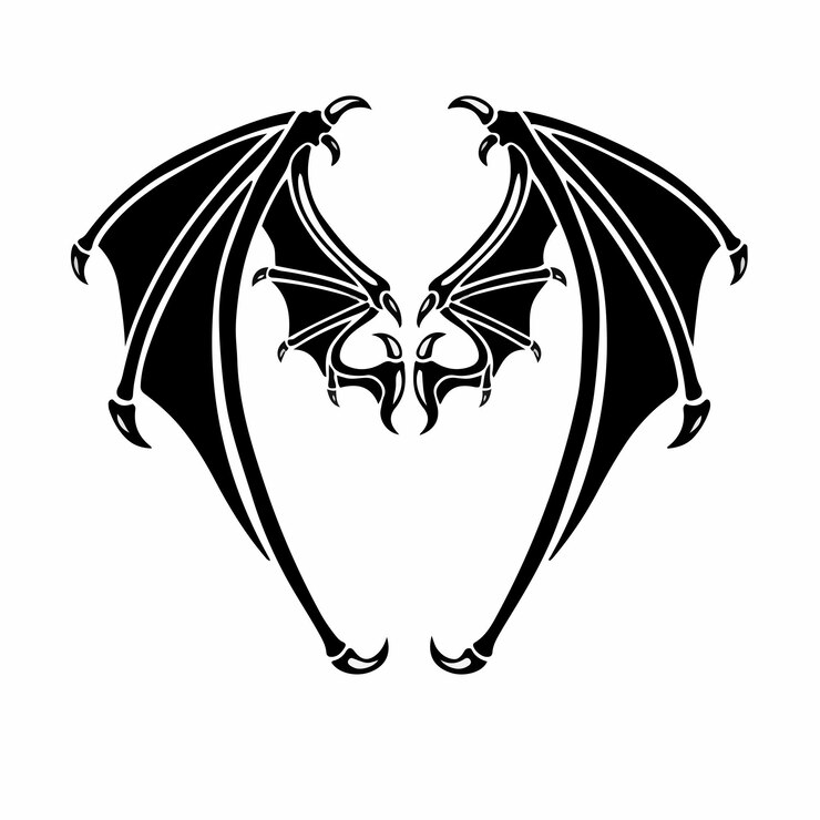 Teufelsflügel Logo Tattoo Design Schablone Vektor Illustration