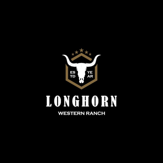 Texas longhorn country western logo design vintage retro