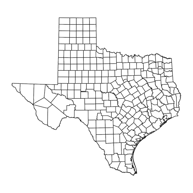Vektor texas-staatskarte mit landkreisen, vektorillustration