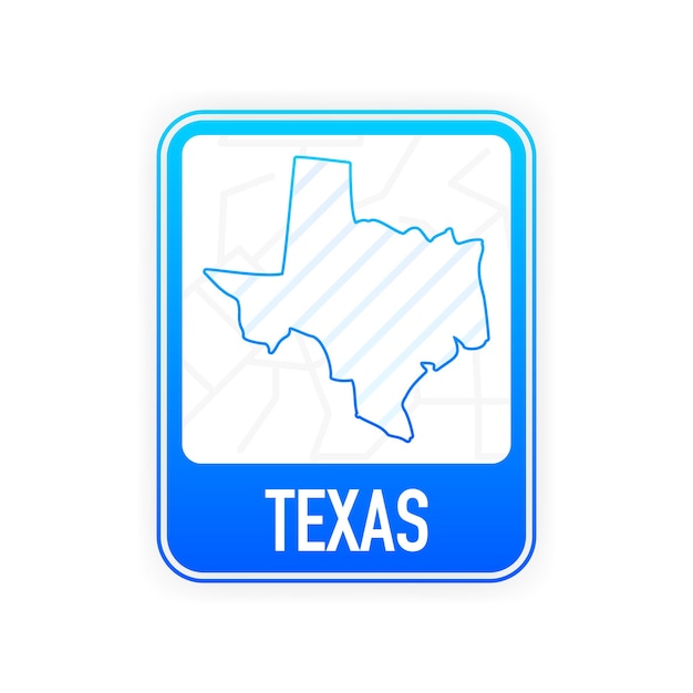 Texas - us-bundesstaat. konturlinie in weißer farbe auf blauem schild. karte der vereinigten staaten von amerika. vektor-illustration.