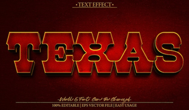 Texas Vektortext-Effekt Bearbeitbares Alphabet Cowboy Western Country Wüste