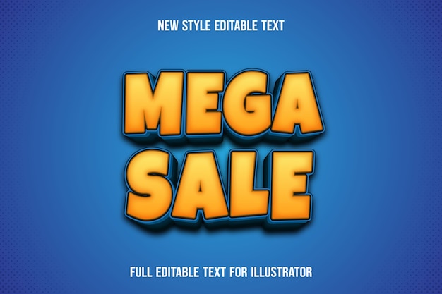 Text-Effekt Mega Sale Farbe gelb und blau Farbverlauf