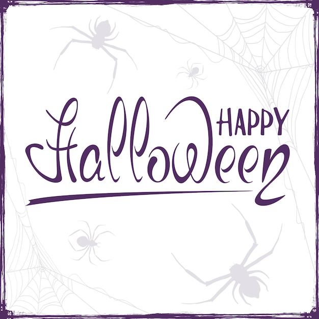 Text happy halloween mit spinnen