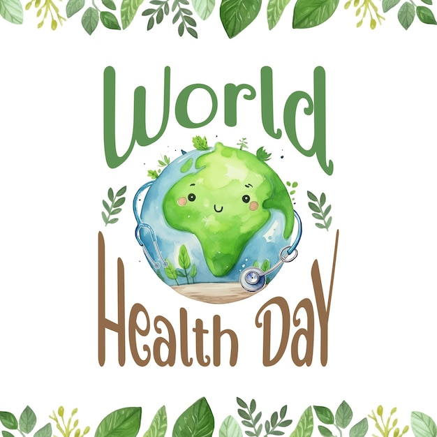 Vektor text zum weltgesundheitstag mit green earth vector art image