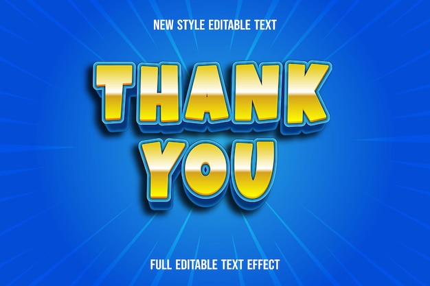 Texteffekt danke Farbe gelb und blau