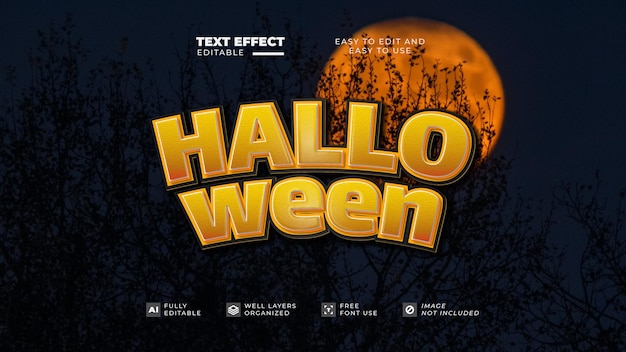 Vektor texteffekt im halloween-stil editierbar