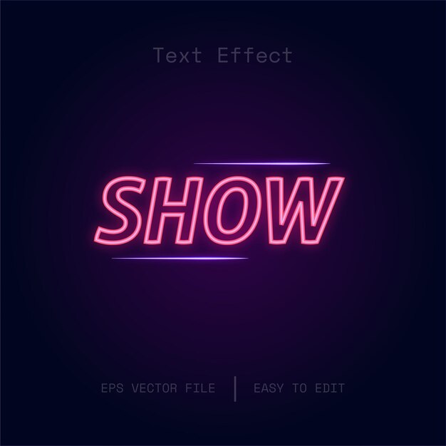 Texteffektvektor im Neonstil anzeigen