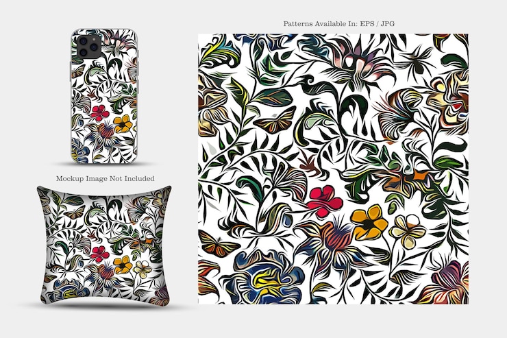 Vektor textil- und tapetenmuster ein druckbares digitales illustrationswerk blumendruckdesigns