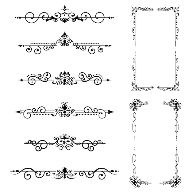 Texttrennzeichen dekorieren Typografie Ornament Designelemente Vintage Trennformen Grenze Illustration