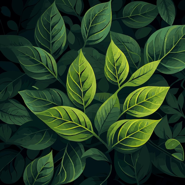 Textur der grünen Blätter grünes Hintergrundmuster Vektor