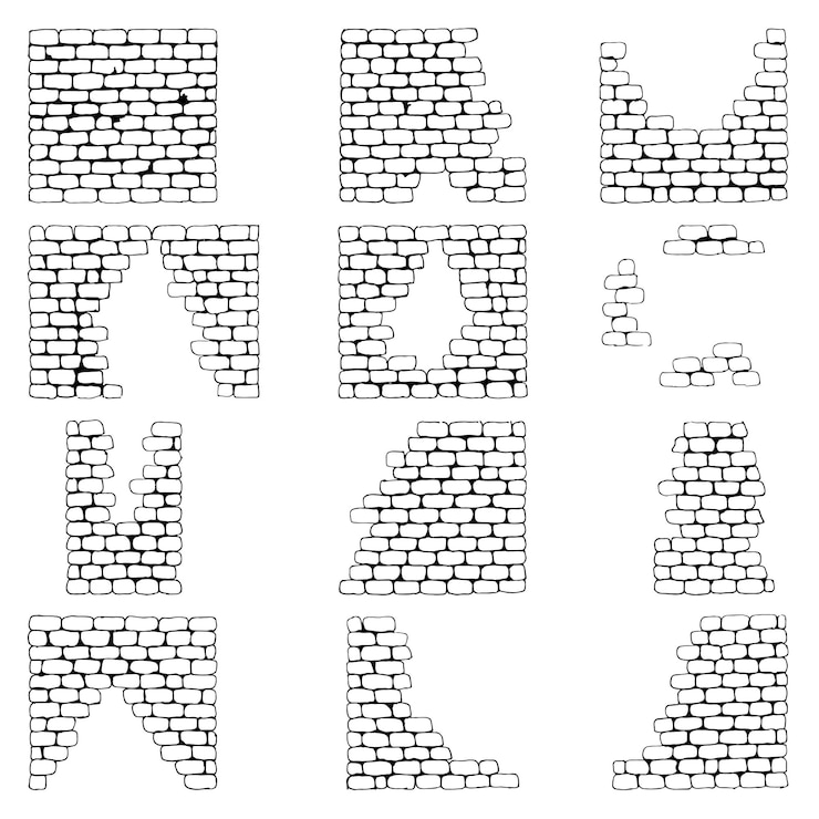 Vektor textur einer ziegelsteinmauer handgezeichneter hintergrund von ziegelsteinmauerwerk laufende mauerwerk vektor