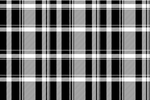 Texturierter hintergrundstoff aus textilem tartan, nahtlos mit einem karierten vektorkaromuster in schwarz-weiß-farben