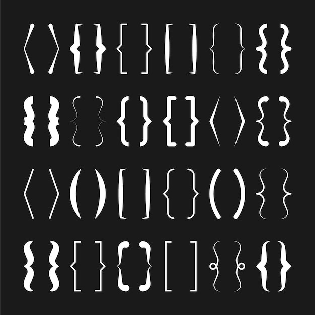 Textvorhänge Sammlung weißes Zitatfeld Lockenquadrat und Eckzüge Vintage typographisches Symbol kalligraphischer Zitatrahmen Doodle Schriftelement Vektorillustration