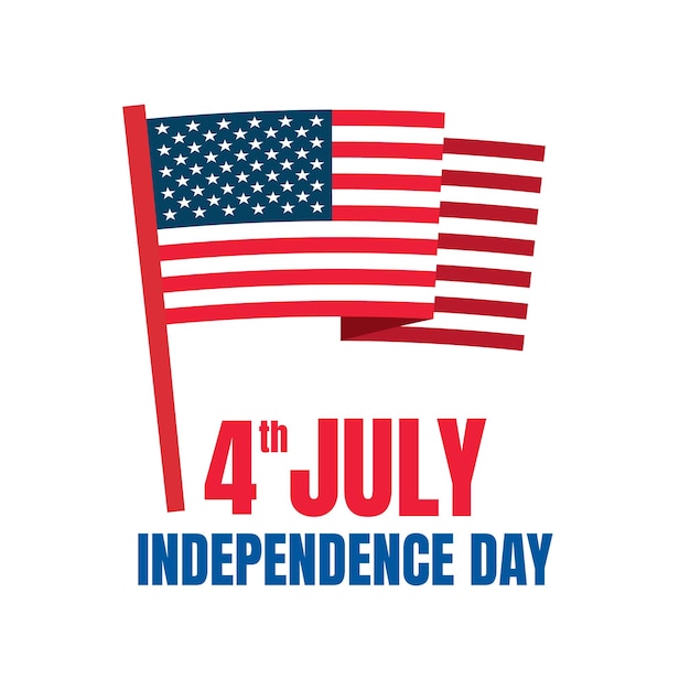 Th des juli-banners amerikanischer unabhängigkeitstagfeier-vektorhintergrund mit einer amerikanischen flagge