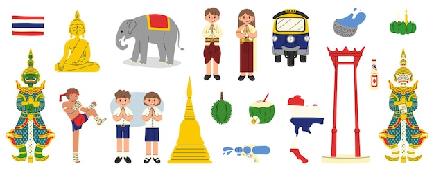 Thailand Collection 1 süß auf einer weißen Vektorillustration