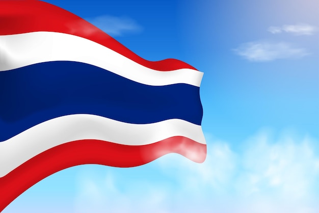 Vektor thailand-flagge in den wolken. vektorfahne weht am himmel. realistische flaggenillustration des nationaltags