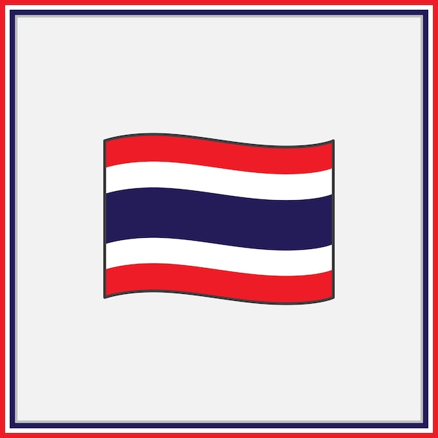 Thailand-Flaggen-Karikatur-Vektor-Illustration Flagge von Thailand flache Symbolumrisse Nationale Thailand-Flagge