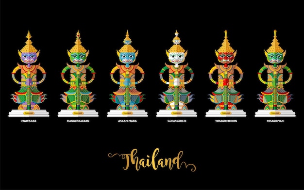 Thailand Reisekonzept Die schönsten Orte in Thailand im flachen Stil zu besuchen