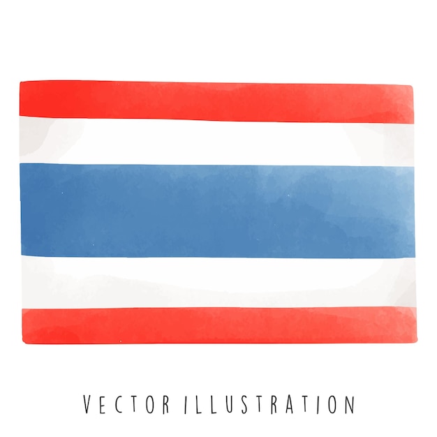 Vektor thailand travel collection aquarell der thailändischen flagge vektorillustration