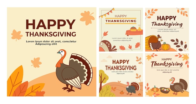 Thanksgiving-Banner-Set für soziale Medien und Print