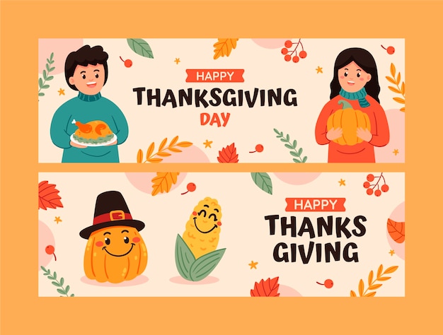 Thanksgiving-feier horizontale banner gesetzt