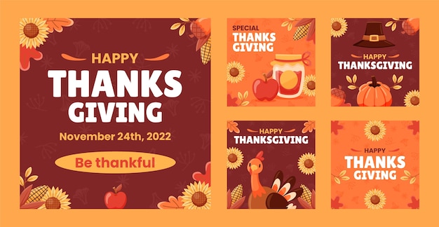 Thanksgiving-feier instagram posts sammlung