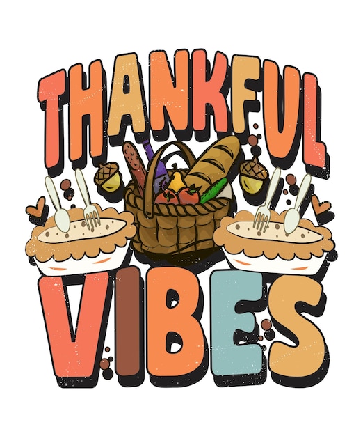 Vektor thanksgiving groovy style typografie t-shirt design, emoji thanksgiving design, kawai t-shirt design