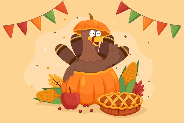 Thanksgiving-hintergrund im flachen design