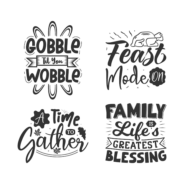 Thanksgiving set vektortypografie