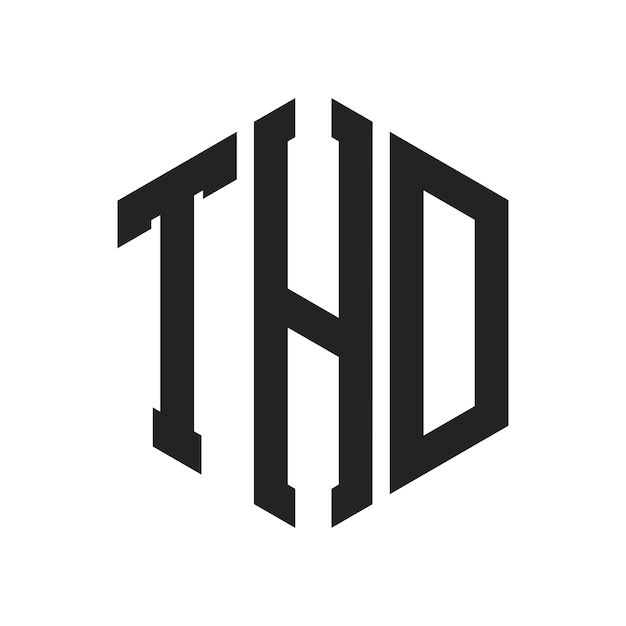 THD-Logo-Design Anfangsbuchstaben THD-Monogramm-Logo in sechseckiger Form