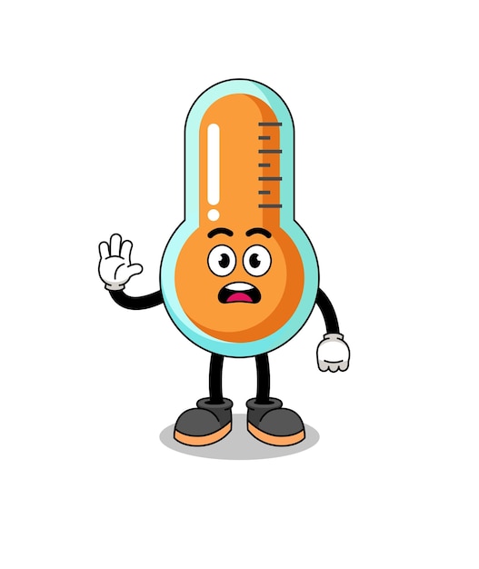 Thermometer-cartoon-illustration macht stopp-hand