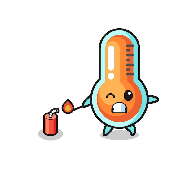 Thermometer-maskottchen-illustration, die niedliches design des krachers spielt