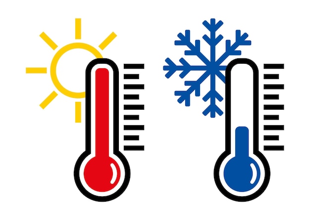 Thermometersymbol oder Temperatursymbol oder Emblem, Vektor und Illustration