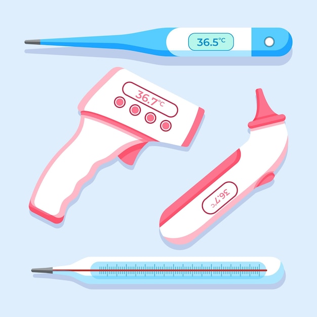 Vektor thermometertypen in flacher ausführung