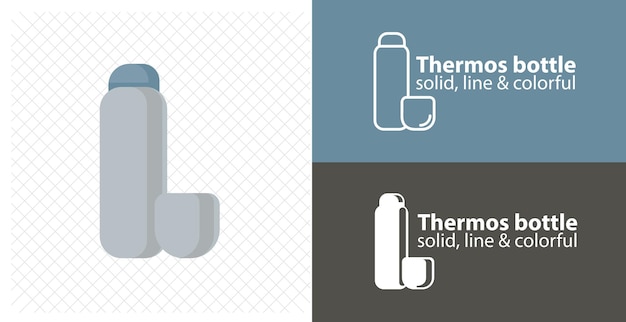 Thermosflasche isolierte flache abbildung symbol für thermoslinie