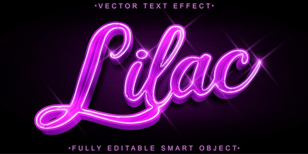Thin Purple Lilac Vector Vollständig bearbeitbares Smart Object Text-Effekt