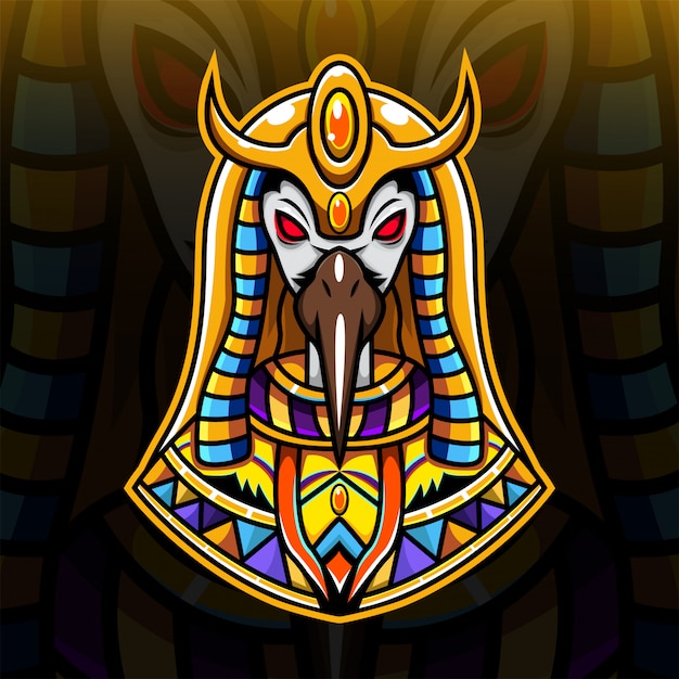 Thoth kopf esport maskottchen logo