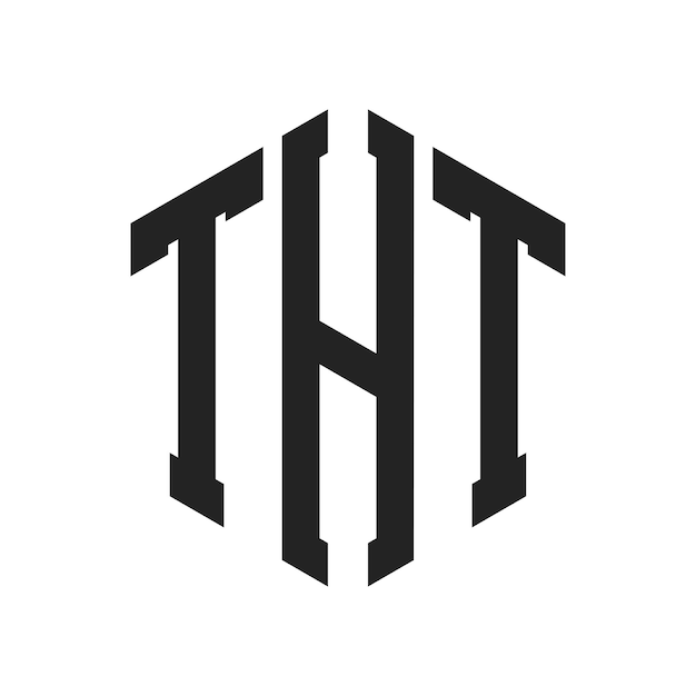 THT-Logo-Design Anfangsbuchstaben THT-Monogramm-Logo in sechseckiger Form