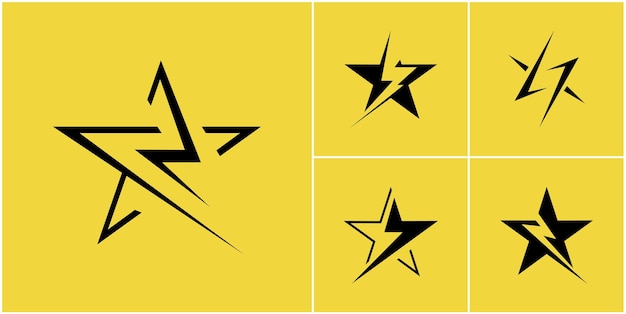 Thunder star logo set flash abstrakte design-vektorvorlage fast speed energy leader logo-konzept logo-idee