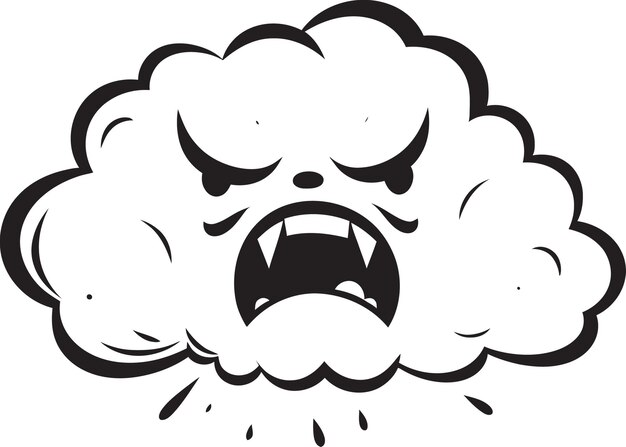 Vektor thunderous squall angry cloud logo stormy fury cartoon cloud schwarzes emblem die wolke ist ein symbol für die wüste.