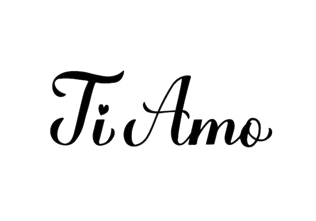 Ti amo kalligrafie-handschrift „i love you“-inschrift auf italienisch, valentinstag-typografie-poster, vektorvorlage für banner, postkarte, grußkarte, t-shirt-logo-design, flyer-aufkleber usw