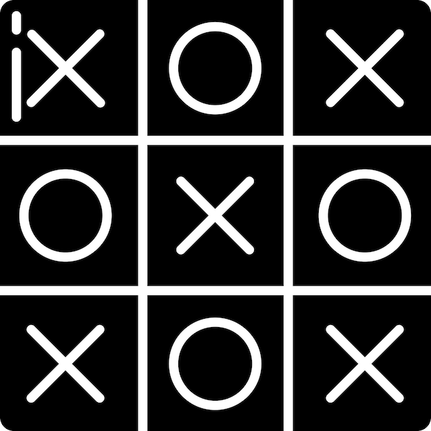 Tic Tac Toe-Glyph-Vektor-Illustration mit festen Zeichen