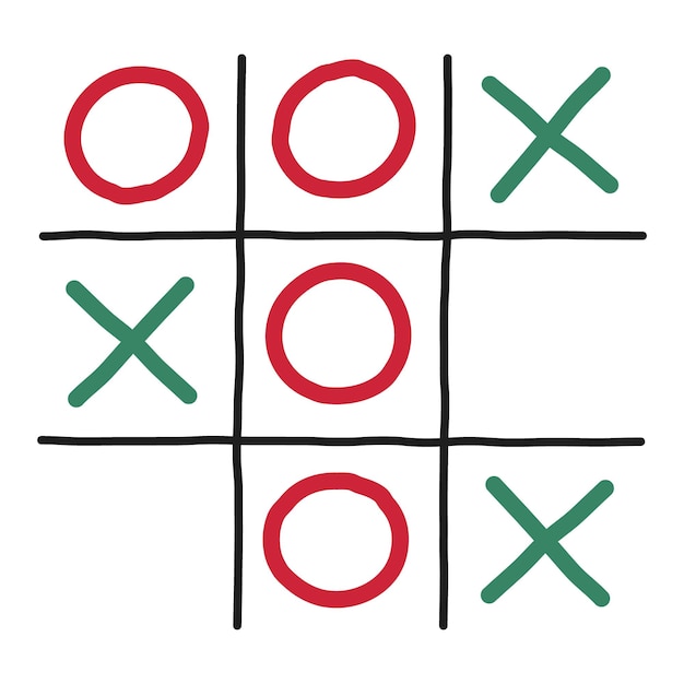 Tic Tac Toe-Spiel. Vektor-Illustration in einem flachen Stil.