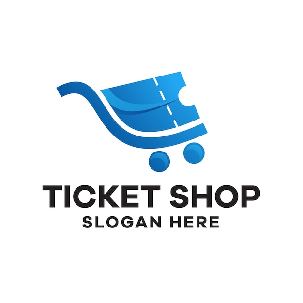 Ticket store logo-design mit farbverlauf